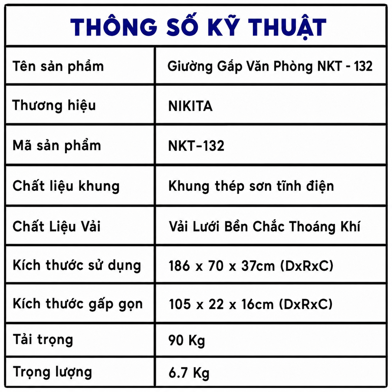 Giường Gấp Văn Phòng Nikita NKT - 132