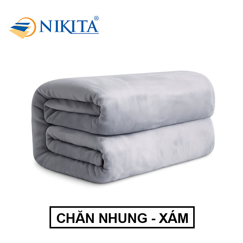 Chăn Nhung Tuyết - Lông Tuyết Mềm Màu Xám