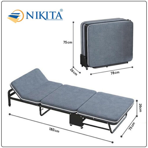 Giường gấp ba khúc vải nhung NKT-N735 - Hình ảnh 4