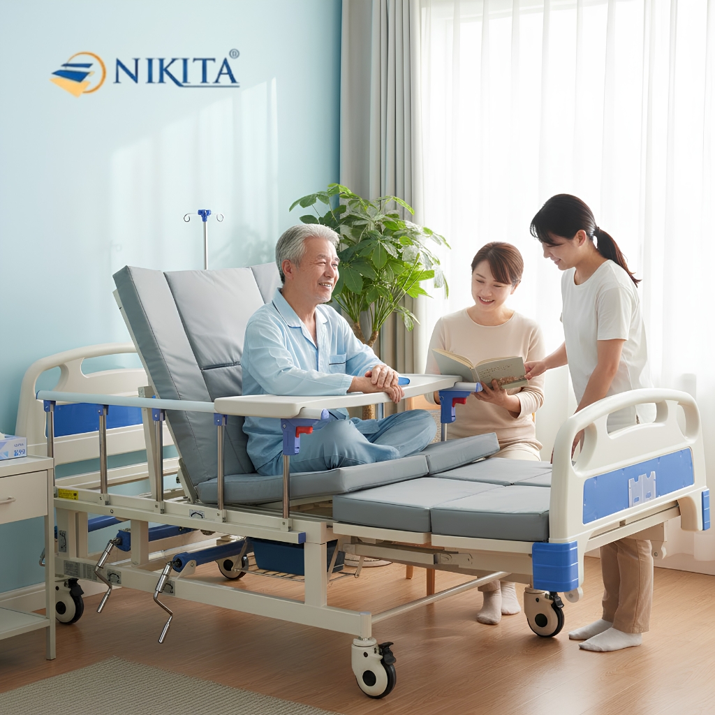 Giường Y Tế 4 Tay Quay Nghiêng Trái Phải NKT - DCN04