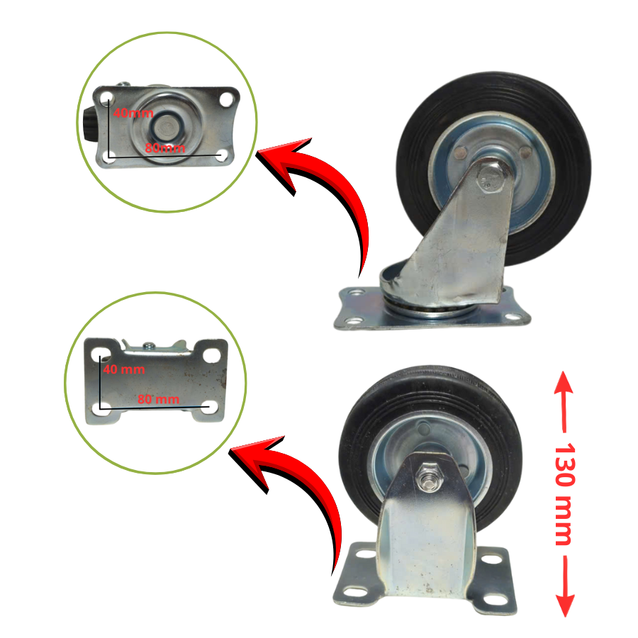 Bánh Xe Cao Su Nội Thất – Chất Liệu TPR Đặc – Hai Bạc Đạn - Ảnh 8