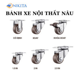 Bánh Xe Nội Thất Mạ Kẽm – 2 Bạc Đạn – Vỏ Cao Su Đặc