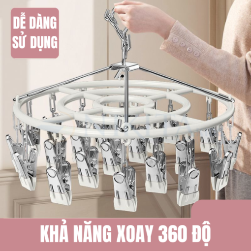Móc Kẹp Treo Đồ Đa Năng – Thép Chống Rỉ, Xoay 360 Độ Tiện Lợi - Hình ảnh 2