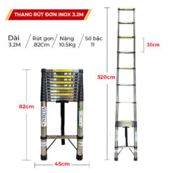 Thang INOX Rút Đơn Có Chân Chống Trượt ID320