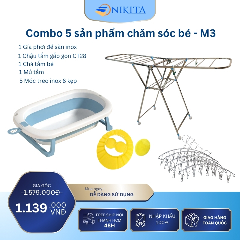 Combo Phơi Đồ và Tắm Bé Tiện Lợi - M3