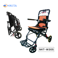 Xe Lăn Khung Sắt Đi Du Lịch Sơn Đen NIKITA NKT - W305