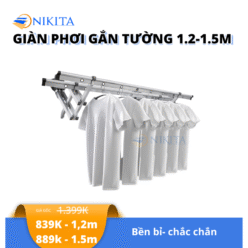 Giàn Phơi Gắn Tường Xếp Gọn Dài 1.2-1.5m
