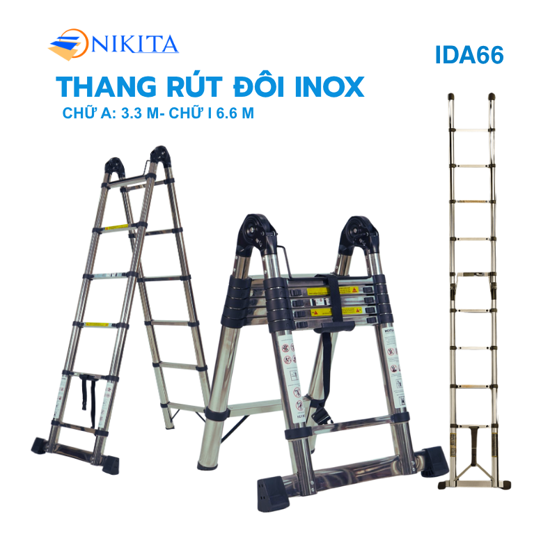 Thang Rút Thi Công Inox Chữ A, Chữ I Chính Hãng NIKITA IDA66
