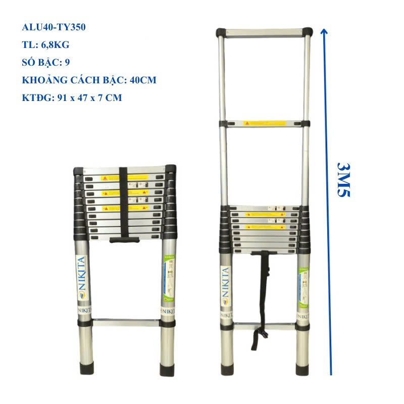 Thang Nhôm Đơn Rút Gọn Tiện Lợi NIKITA ALU 350