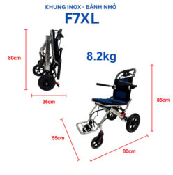 Xe Lăn Tay Xách Tay Khung Inox Bánh Nhỏ NIKITA NKT - F7XL