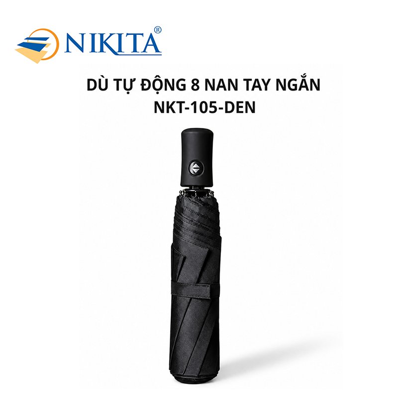 Dù Tự Động 8 Nan Tay Ngắn NKT - 105 Màu Đen