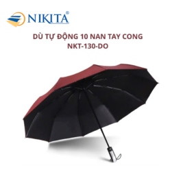 Dù Tự Động 10 Nan Tay Cong NKT - 130 Màu Đỏ