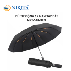 Dù Tự Động 12 Nan Tay Dài NKT - 140 Màu Đen