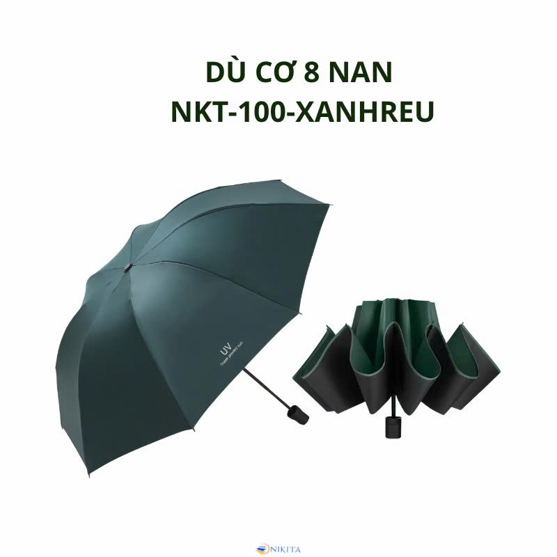 Dù Cơ 8 Nan NKT - 100 Màu Xanh Rêu - Ảnh 2