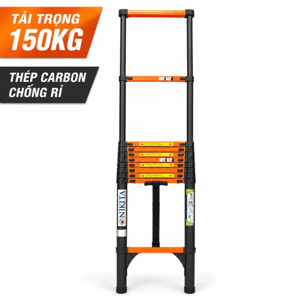Thang Rút Đơn Bằng Thép 2.3m IR230 – 6 Bậc Gọn Nhẹ, Chắc Chắn