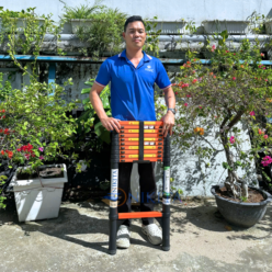 Thang Rút Đơn Bằng Thép 2.3m IR230 – 6 Bậc Gọn Nhẹ, Chắc Chắn
