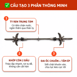 Ty Giằng Cốp Pha Chống Thấm – Thanh Ty Ren Khóa Khuôn