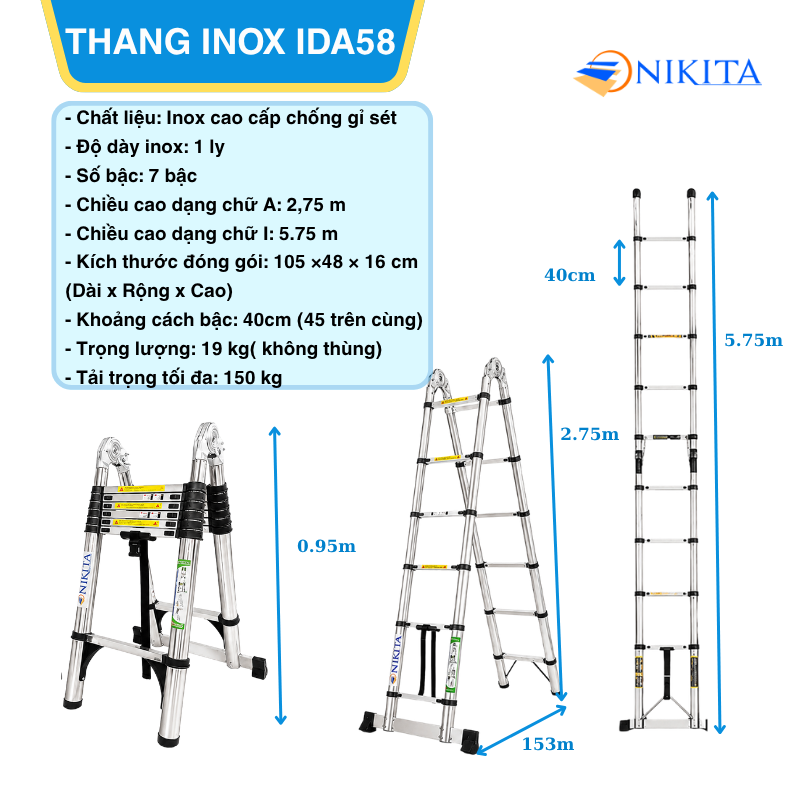 Thang Nhôm Cao Cấp Đa Năng NIKITA IDA58