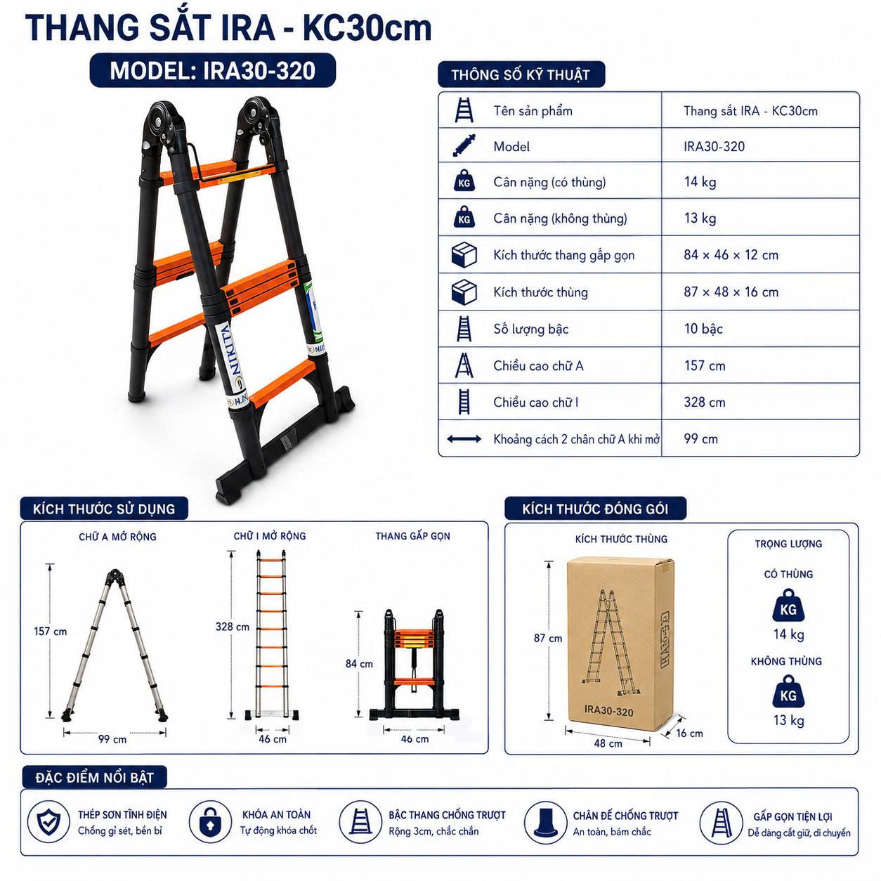 Thang Sắt Đôi Chính Hãng Nikita NKT - IRA30 - 320