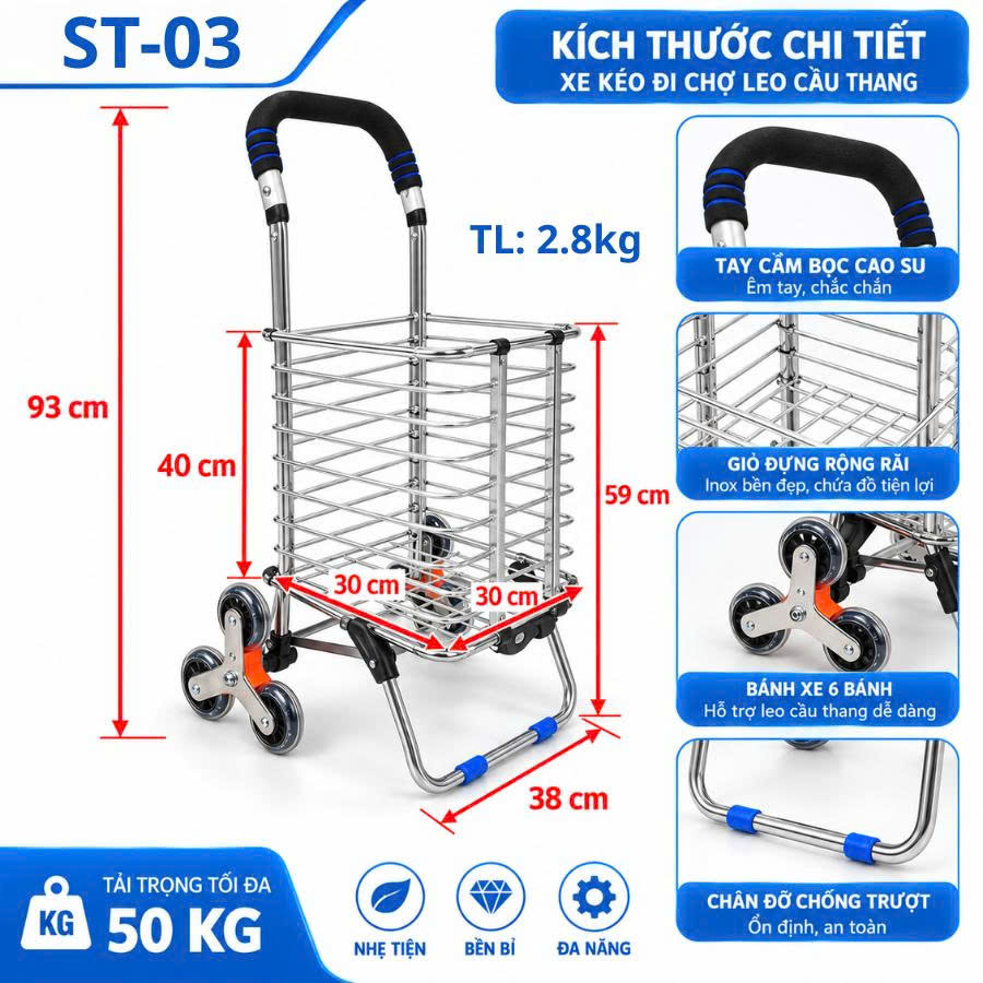 Xe Đẩy Đi Chợ Chính Hãng Nikita ST03